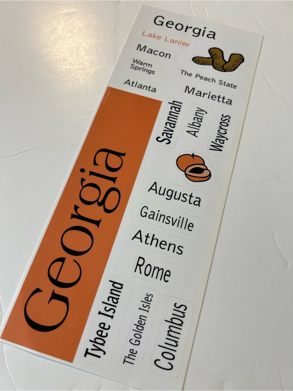 Georgia Cities Decal Sticker Sheet - Peach and Black